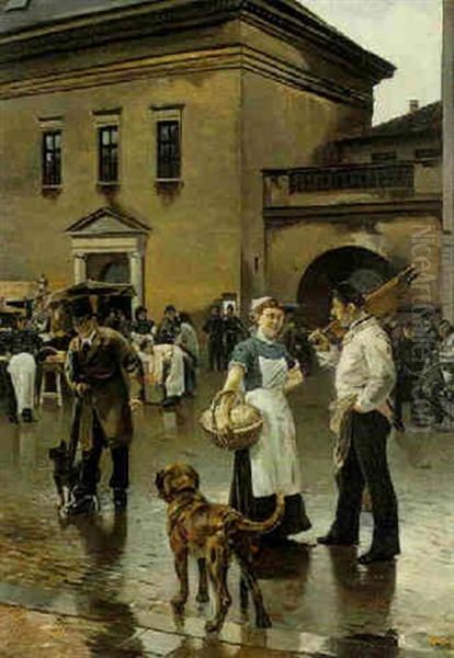 Talking In The Market Square by Emil Pottner