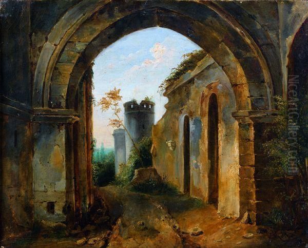 Vue De Coucy-le-chateau Oil Painting by Antoine Felix Boisselier