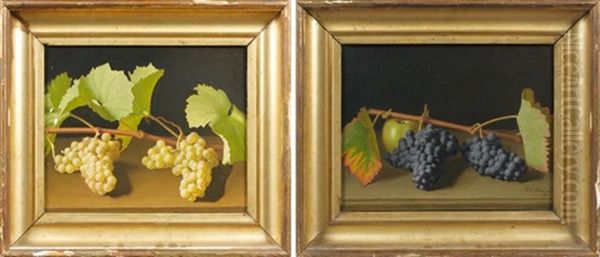 Grappe De Raisins Noir Et Pomme (+ Grappe De Raisins Blanc; 2 Works) Oil Painting by Charles Mouthier Pouchon