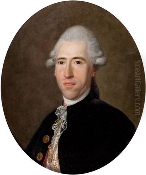 Portrait D'homme Oil Painting by Claude Pougin de Saint-Aubin