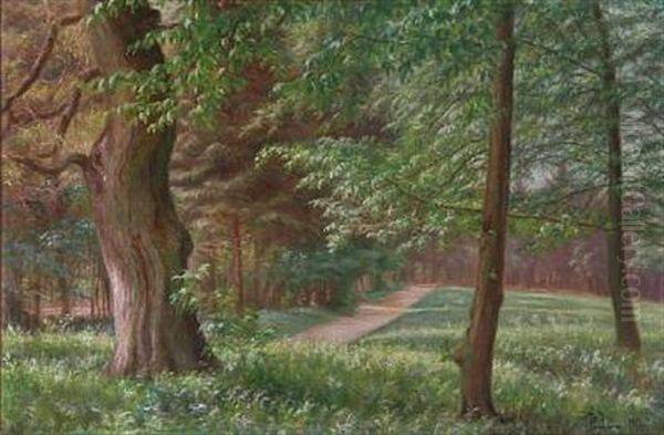 A Summer Day In The Woods Oil Painting by Anina Poulsen