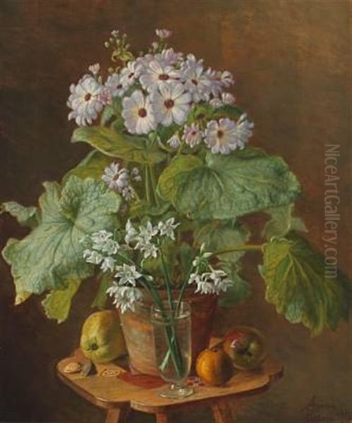 Still Life With Cineraria Oil Painting by Anina Poulsen