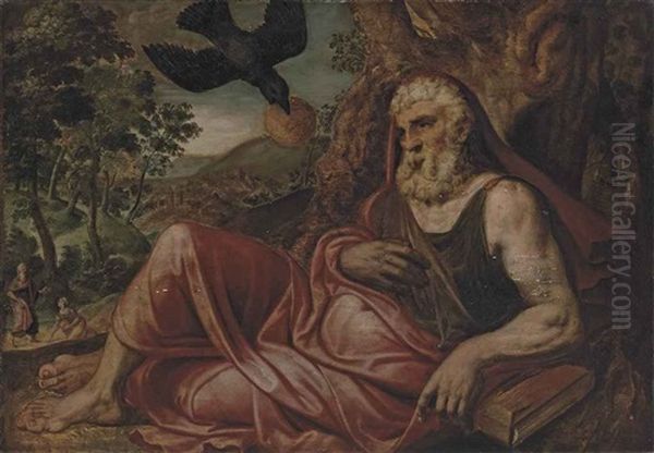 Elijah Fed By The Raven, With Elijah And The Widow Of Zerphath Oil Painting by Frans Pourbus the Elder