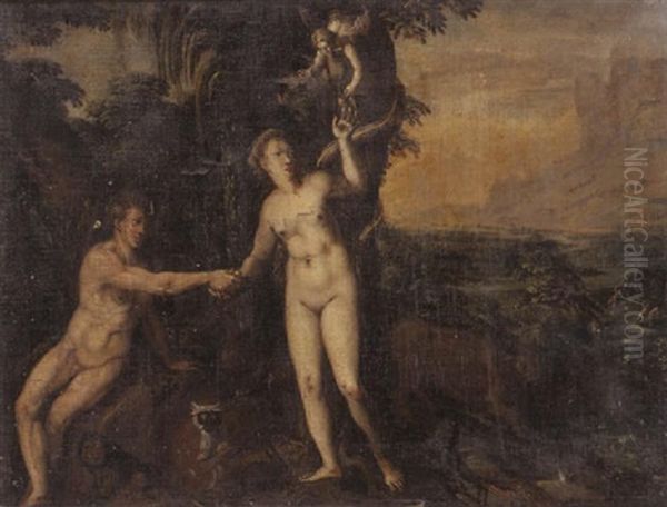 Adam Et Eve Au Paradis Oil Painting by Frans Pourbus the Elder