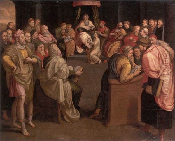 Christ Among The Doctors Oil Painting by Frans Pourbus the Elder