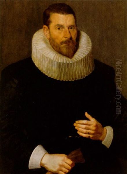 Portrait Eines Mannes Mit Halskrause Und Schwarzem Kostum Oil Painting by Frans Pourbus the Elder