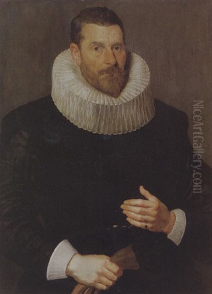 Portrait Eines Mannes Mit Halskrause Und Schwarzem Kostum Oil Painting by Frans Pourbus the Elder