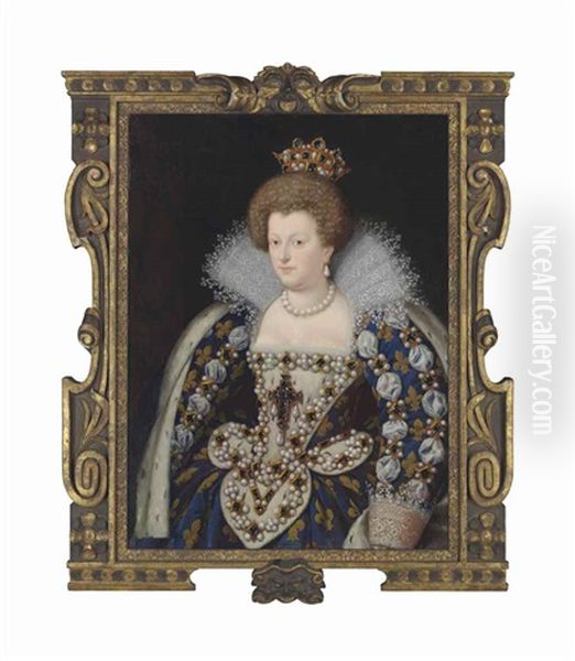 Portrait Of Marie De Medici (1573-1642), Queen Consort Of France, Half-length Oil Painting by Frans Pourbus the younger