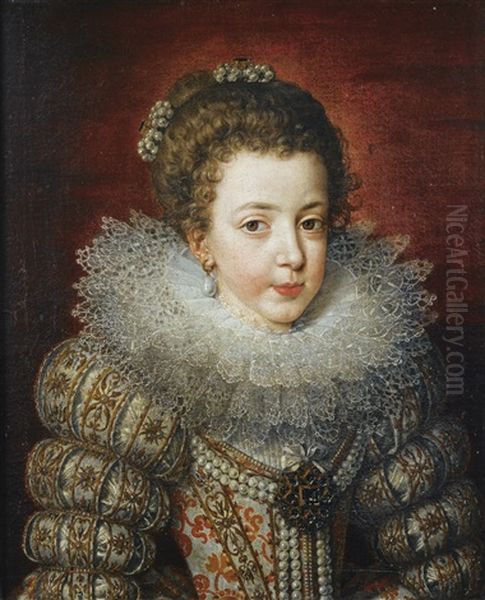 Portrait En Buste D'elisabeth De France Oil Painting by Frans Pourbus the younger