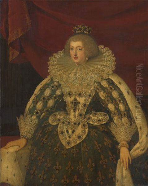 Portrait Of Anne Of Austria Oil Painting by Frans Pourbus the younger