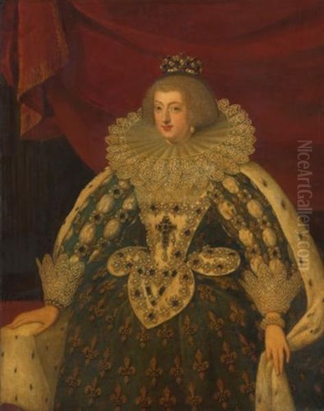 Portrait Of Anne Of Austria Oil Painting by Frans Pourbus the younger