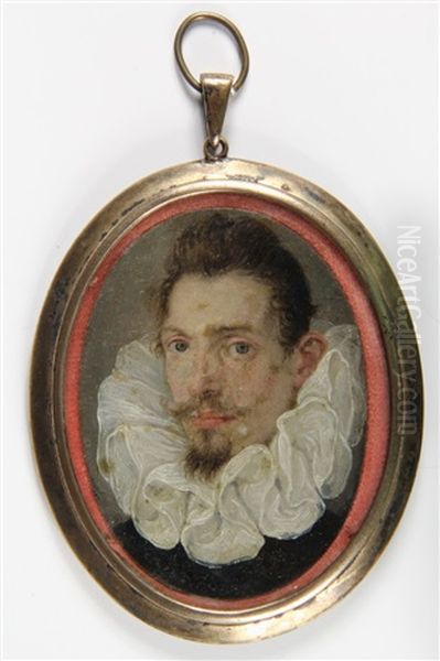 Portrait Of A Bearded Man In A Black Jacket With A White Ruff Collar Oil Painting by Frans Pourbus the younger