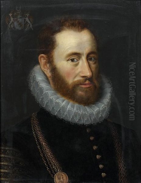 Portrait D'homme A La Fraise Oil Painting by Frans Pourbus the younger