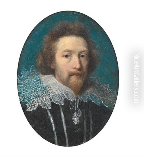 Portrait Of A Bearded Man In A Black Doublet With A White Lace Collar Oil Painting by Frans Pourbus the younger