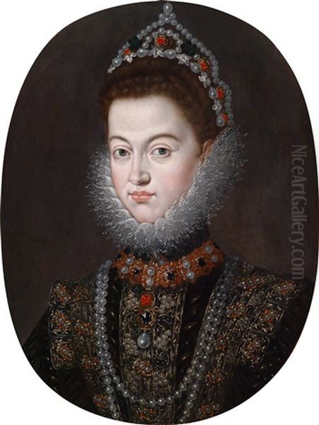 Bildnis Von Isabella Clara Eugenia, Gemahlin Erzherzog Albrecht Vii, Statthalterin Der Habsburgischen Niederlande, Des Heutigen Belgien Oil Painting by Frans Pourbus the younger