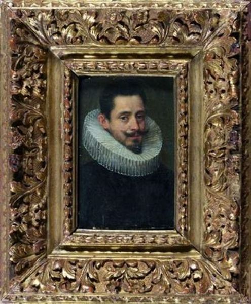 Portrait D'homme Portant Une Fraise Et Un Pourpoint Noir Oil Painting by Frans Pourbus the younger