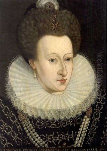 Portrait De Catherine De Bourbon, Sour D'henri Iv, Duchesse De Bar, Premiere Epouse Du Duc Henri De Lorraine Oil Painting by Frans Pourbus the younger