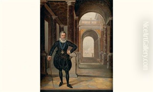 Portrait Du Roi Henri Iv Dans Un Interieur De Palais Oil Painting by Frans Pourbus the younger