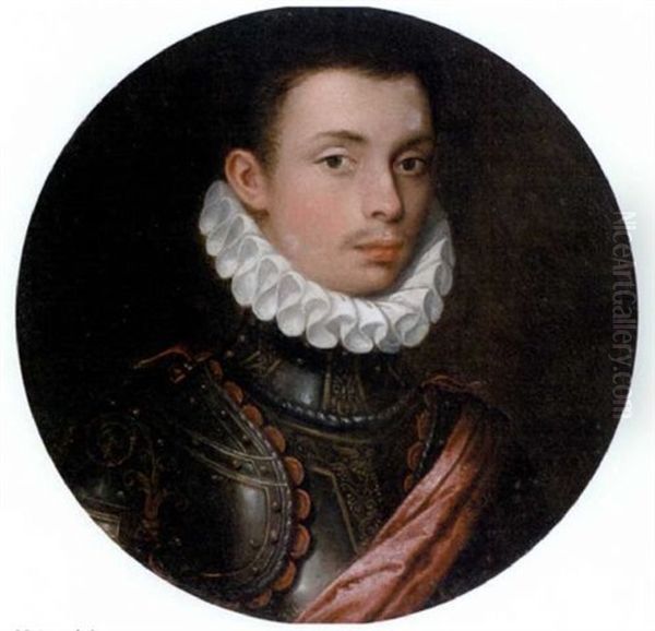 Portrait Of A Young Nobleman In Armour With A Ruff And A Scarlet Sash Oil Painting by Frans Pourbus the younger