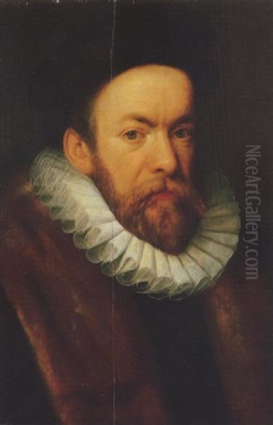 Portrait Of A Bearded Man In A Fur-trimmed Coat With White Ruff Oil Painting by Frans Pourbus the younger