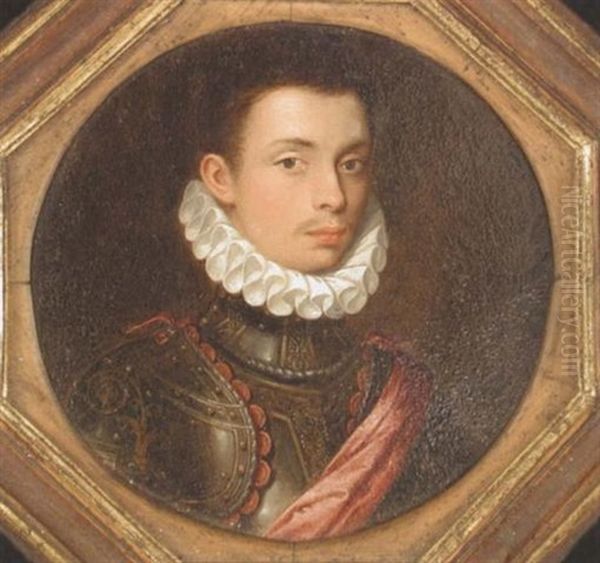 Portrait Of A Young Man In Armour With A White Ruff And A Red Sash Oil Painting by Frans Pourbus the younger