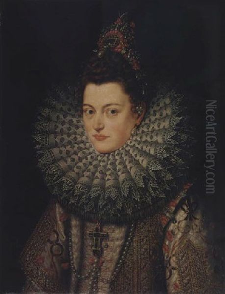 Portrait Of Isabella Clara Eugenia Of Austria Oil Painting by Frans Pourbus the younger