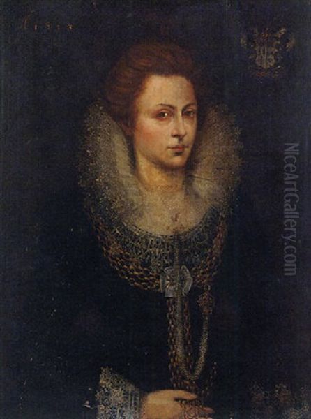 Portrait Of A Lady Wearing A Lace Collar And A Gold Necklace Oil Painting by Frans Pourbus the younger