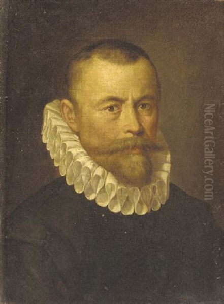 Portrait Of A Gentleman In A Black Cloak With An Organza Ruff Oil Painting by Frans Pourbus the younger