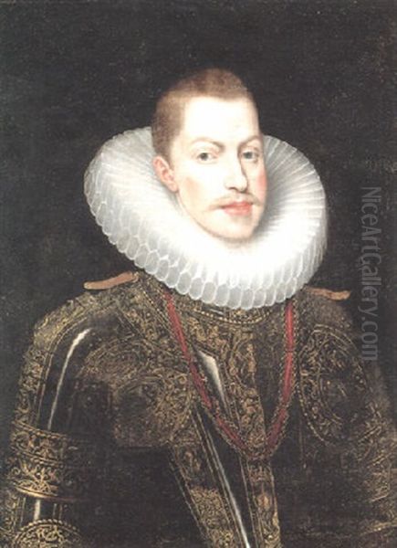 Portrait Of Phillip Iii Of Spain, Half-length, Wearing A Wheel Ruff Oil Painting by Frans Pourbus the younger