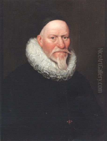 Portrait Of An Old Man In Black With White Ruff Oil Painting by Frans Pourbus the younger