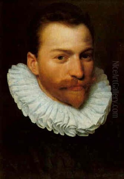 Portrait Of A Bearded Man Wearing A White Ruff Collar Oil Painting by Frans Pourbus the younger