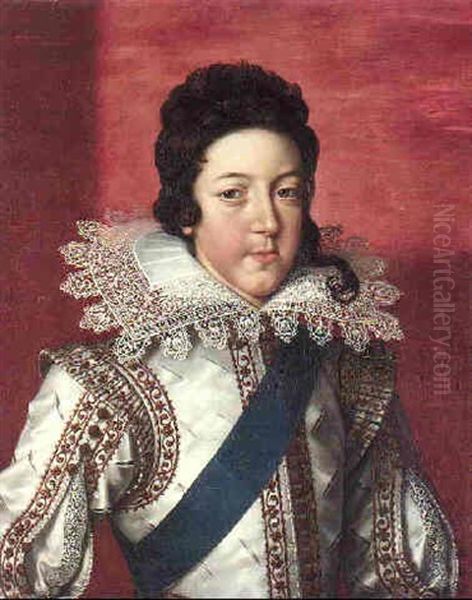 Portrait Of Louis Xiii As A Young Boy Wearing A Doublet And The Sash Of The Order Of Saint Esprit Oil Painting by Frans Pourbus the younger