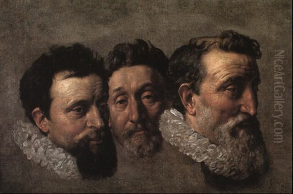 Head Studies For The Echevins (aldermins) Of Paris Oil Painting by Frans Pourbus the younger