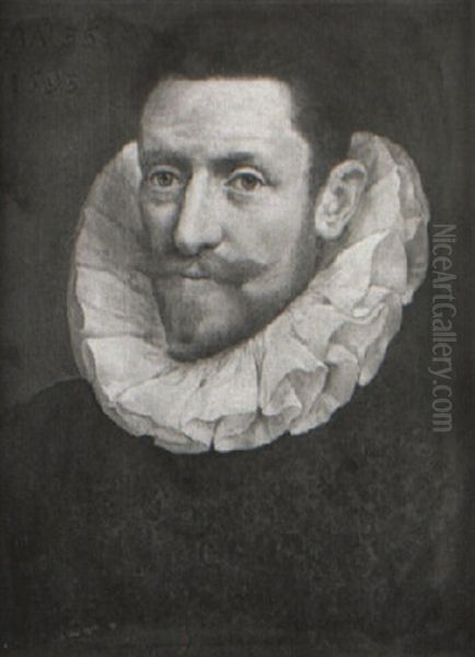 Portrait (hugo Grotius?) Wearing A Brocade Doublet And White Ruff Oil Painting by Frans Pourbus the younger