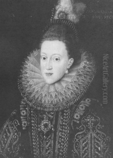 Portrait Of Margaret Of Austria Oil Painting by Frans Pourbus the younger