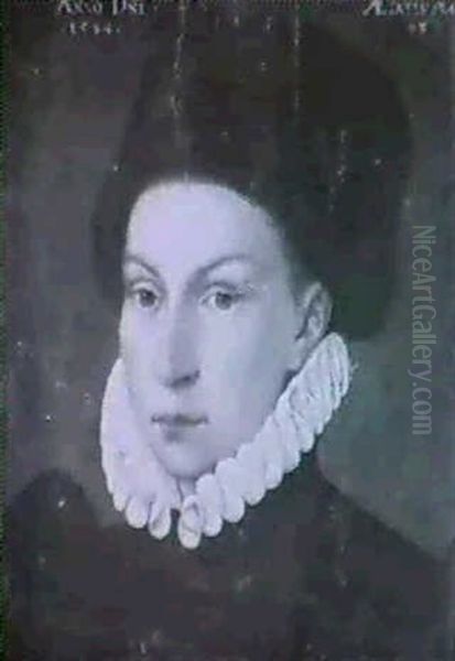 Portrait Einer Frau Mit Pelzmutze Und Krauskragen Oil Painting by Frans Pourbus the younger