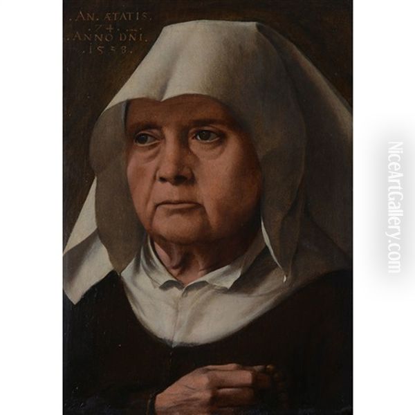 Portrait Of An Old Lady Oil Painting by Pieter Jansz Pourbus