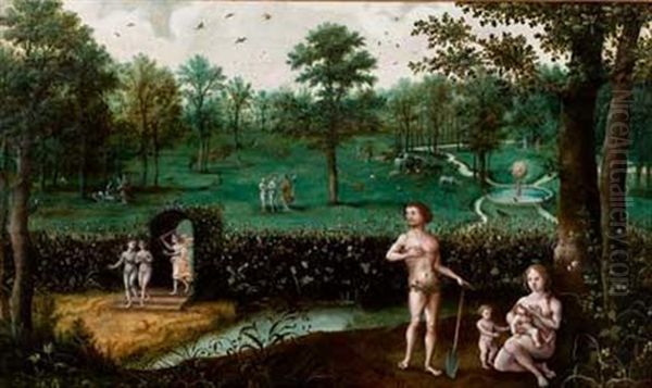 Adam Et Eve Oil Painting by Pieter Jansz Pourbus