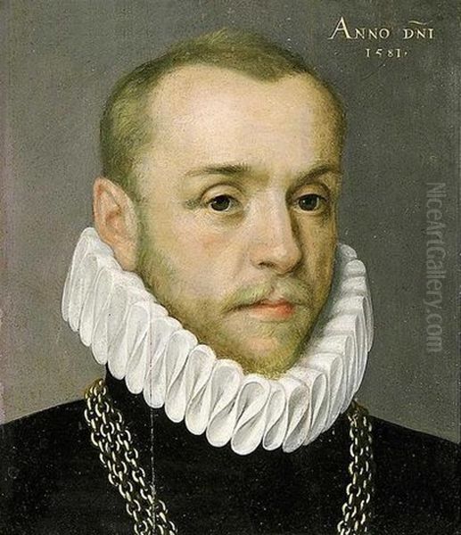 Portrait D'homme A La Collerette Oil Painting by Pieter Jansz Pourbus