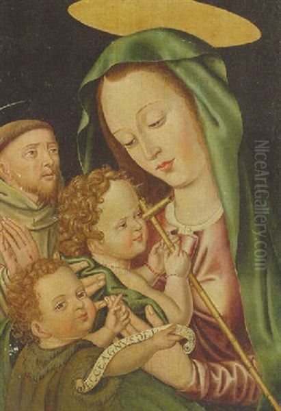 The Madonna And Child With The Infant Saint John The Baptist And Saint Francis Oil Painting by Pieter Jansz Pourbus