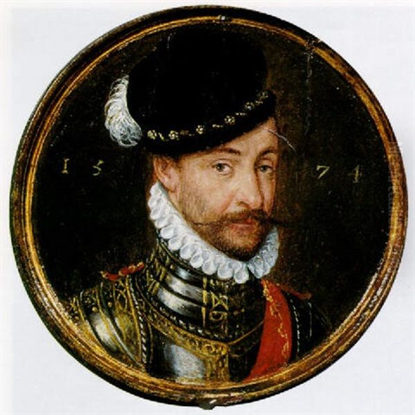 Portrait Of A Nobleman, Small Half Length, Wearing Armour Oil Painting by Pieter Jansz Pourbus