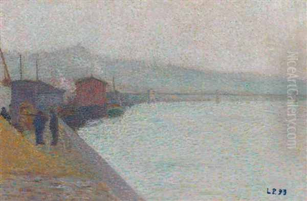 Les Bords De La Saone Dans La Brume Oil Painting by Leon Pourtau