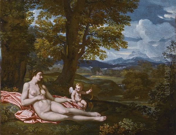 Venus And Cupid Oil Painting by Nicolas Poussin