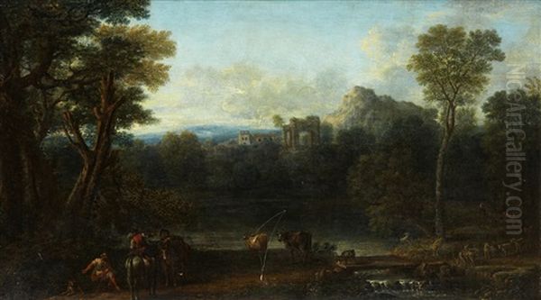 Pastoral Landscape Oil Painting by Nicolas Poussin