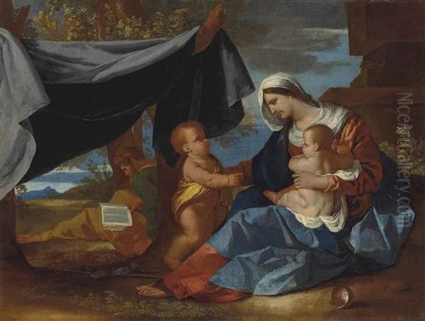 The Holy Family With The Infant Saint John The Baptist Oil Painting by Nicolas Poussin