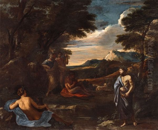 Landscape With Apoll And Marsyas by Nicolas Poussin