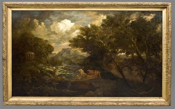 Paysage A La Cascade Et Au Temple Oil Painting by Nicolas Poussin