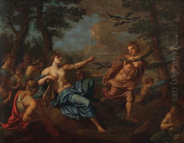 Apollon Et Les Pierides Transformes En Pie-grieches Oil Painting by Nicolas Poussin