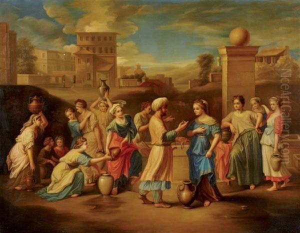 Eliezer Et Rebecca Oil Painting by Nicolas Poussin