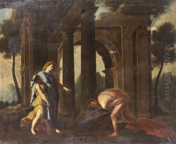 Theseus Finding His Father's Sword Oil Painting by Nicolas Poussin